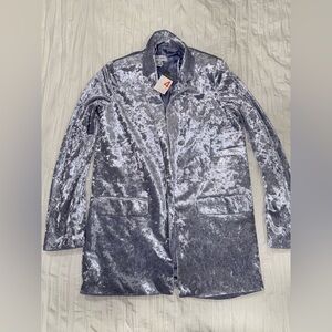 Crushed Velvet Blazer - Silver